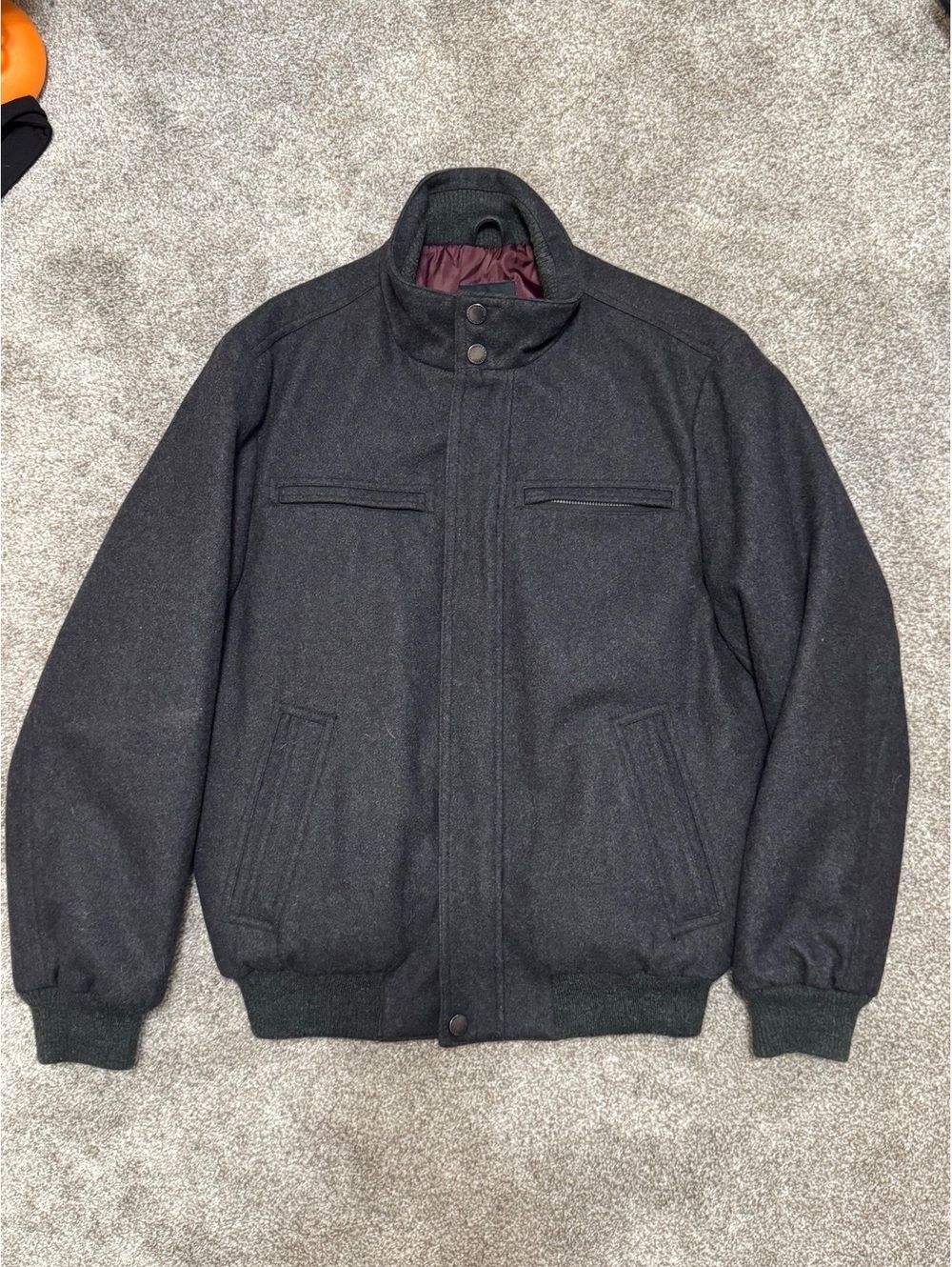London Fog Women's Wool Blend Bomber Jacket Medium Dark Gray